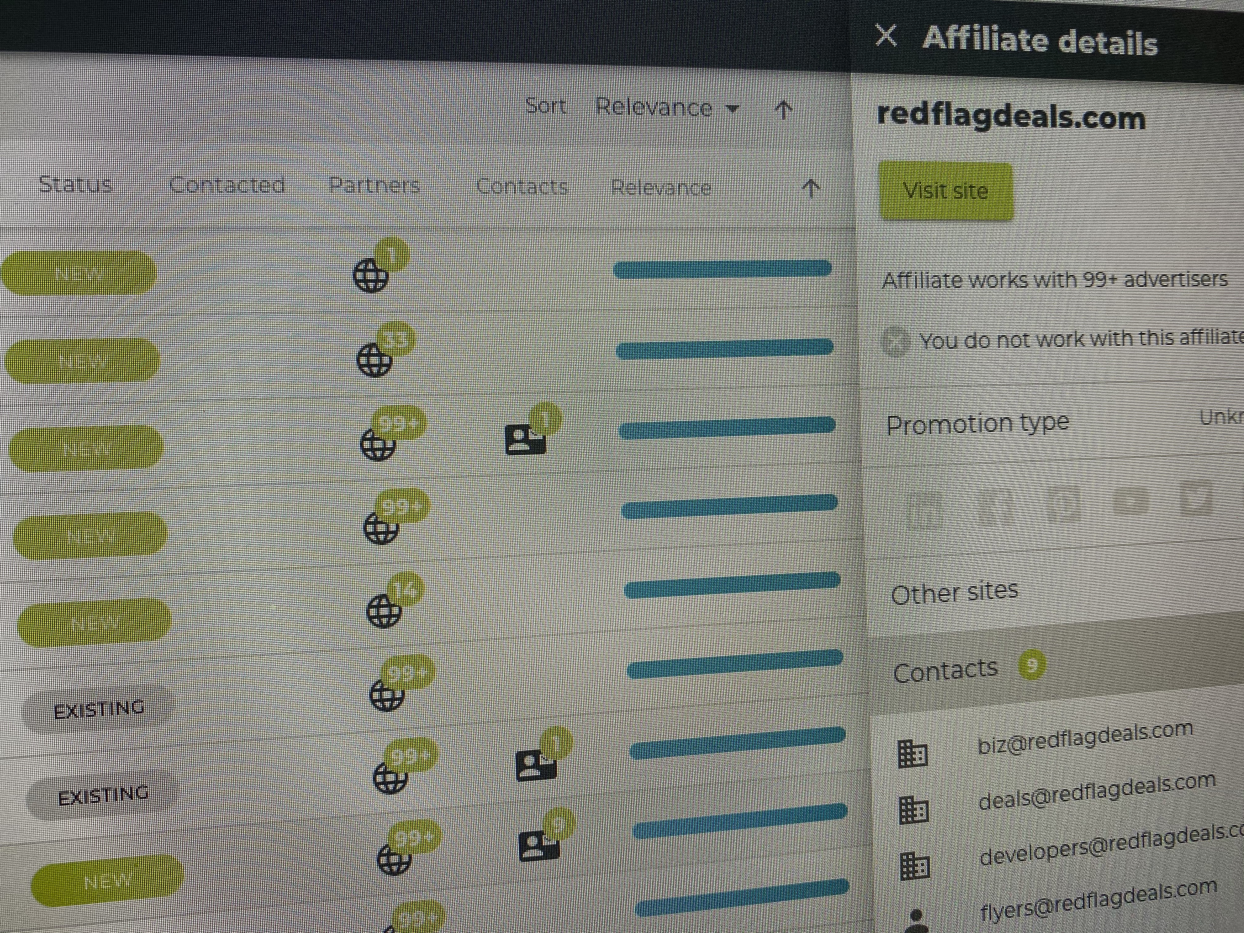 Affiliate Detail Screen